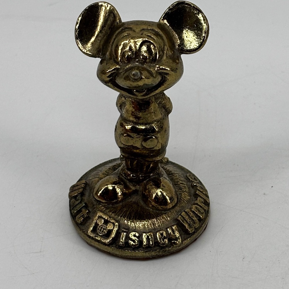 Vintage Walt Disney World Mickey Mouse Brass Figurine Walt Disney Productions